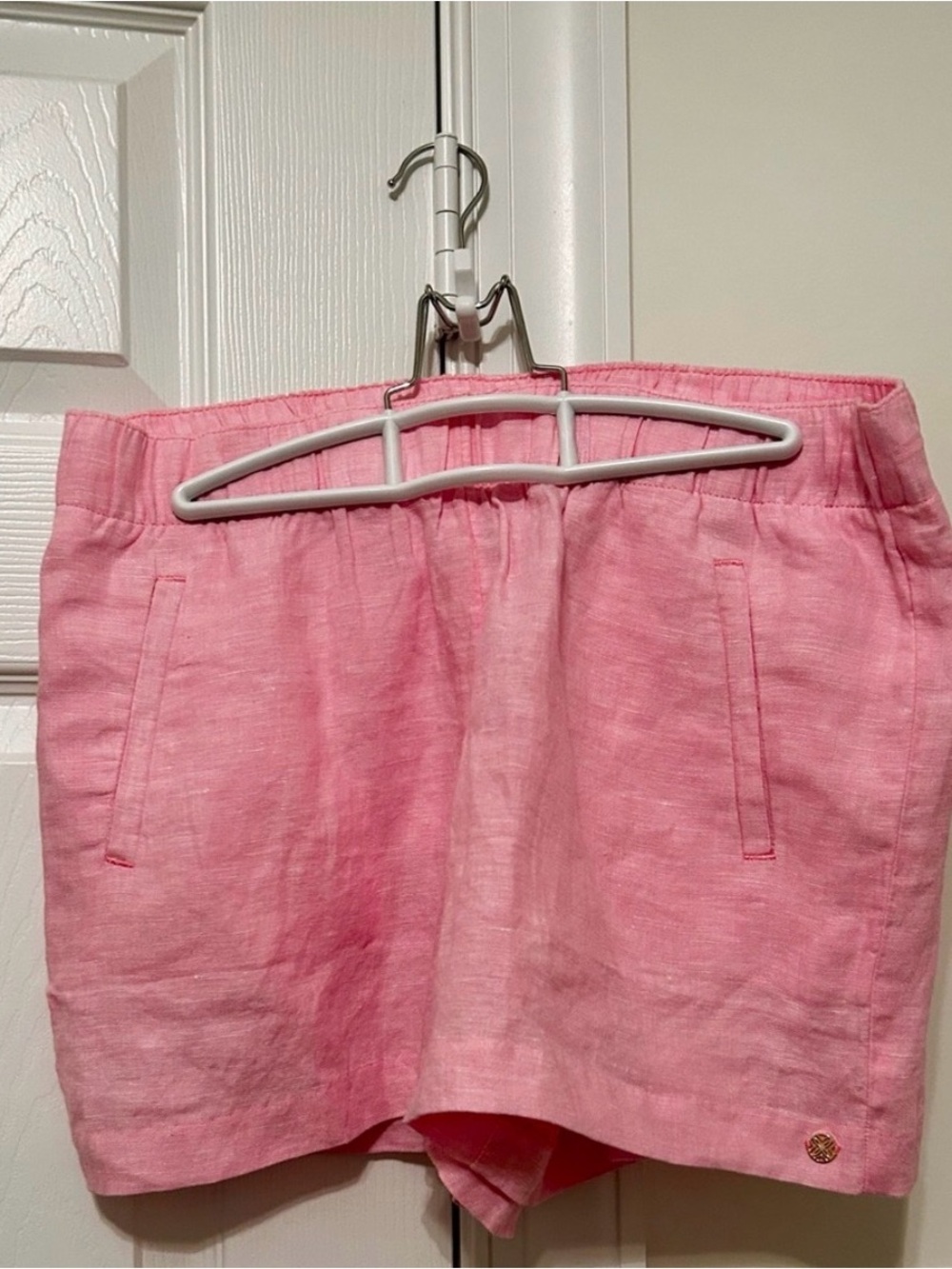 Lilly Pulitzer Captina Linen High-Rise Short in Cherry Blossom Pink. - Picture 4 of 5